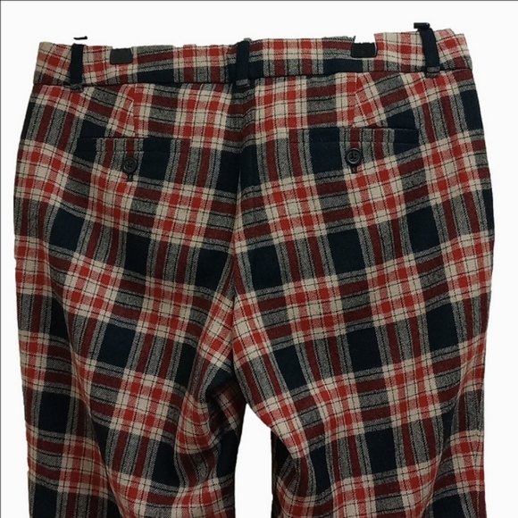 J.CREW CAFE CAPRI RED & BLACK PLAID WOOL CROPPED PANTS - Picture 7 of 9